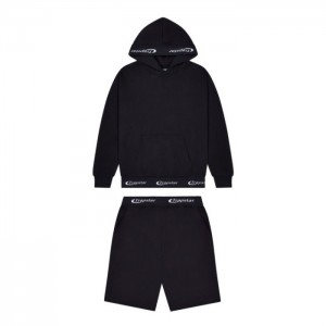 Fato de Treino Trapstar Hyperdrive Rib Hoodie Shorts Set Masculino Pretas Portugal | SQ25-025