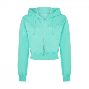 Moletom com Capuz Trapstar Irongate Cropped Batwing Zip Hoodie Feminino Turquesa Portugal | BT82-203