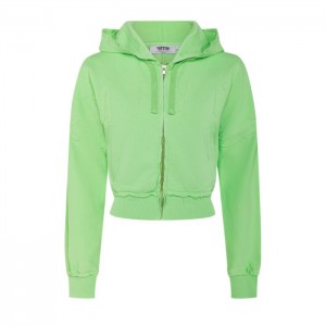 Moletom com Capuz Trapstar Irongate Cropped Batwing Zip Hoodie Feminino Verdes Portugal | IG47-367