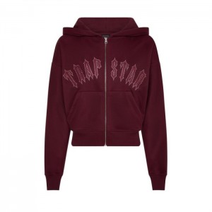Moletom com Capuz Trapstar Mesh Irongate Arch Hoodie Feminino Bordeaux Portugal | JC34-287