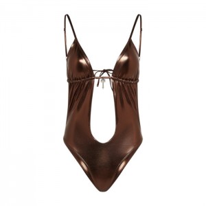 Trajes De Banho Trapstar Metallic Cutout One Piece Feminino Marrom Portugal | ZF90-702